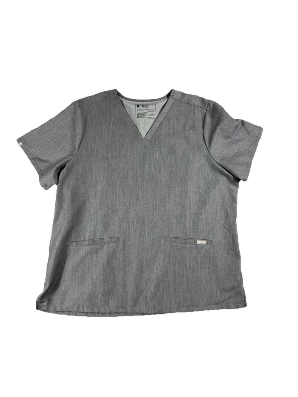Figs Technical Collection Gray CASMA Scrub Top 3 Pocket Medical ER Nurse Sz XXL